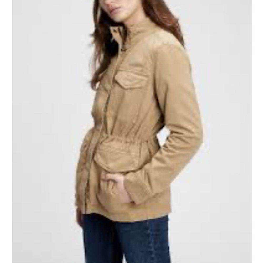 Gap Women‎ Small Utility Field Jacket Drawstring Waist Cargo Pockets Fisherman